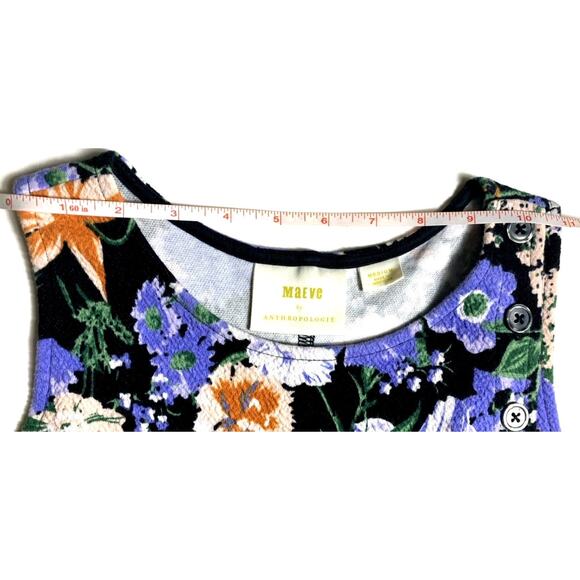 Anthropologie Maeve Floral Print Peplum Side Buttons Sleeveless Vest Tunic Top M - Picture 9 of 9